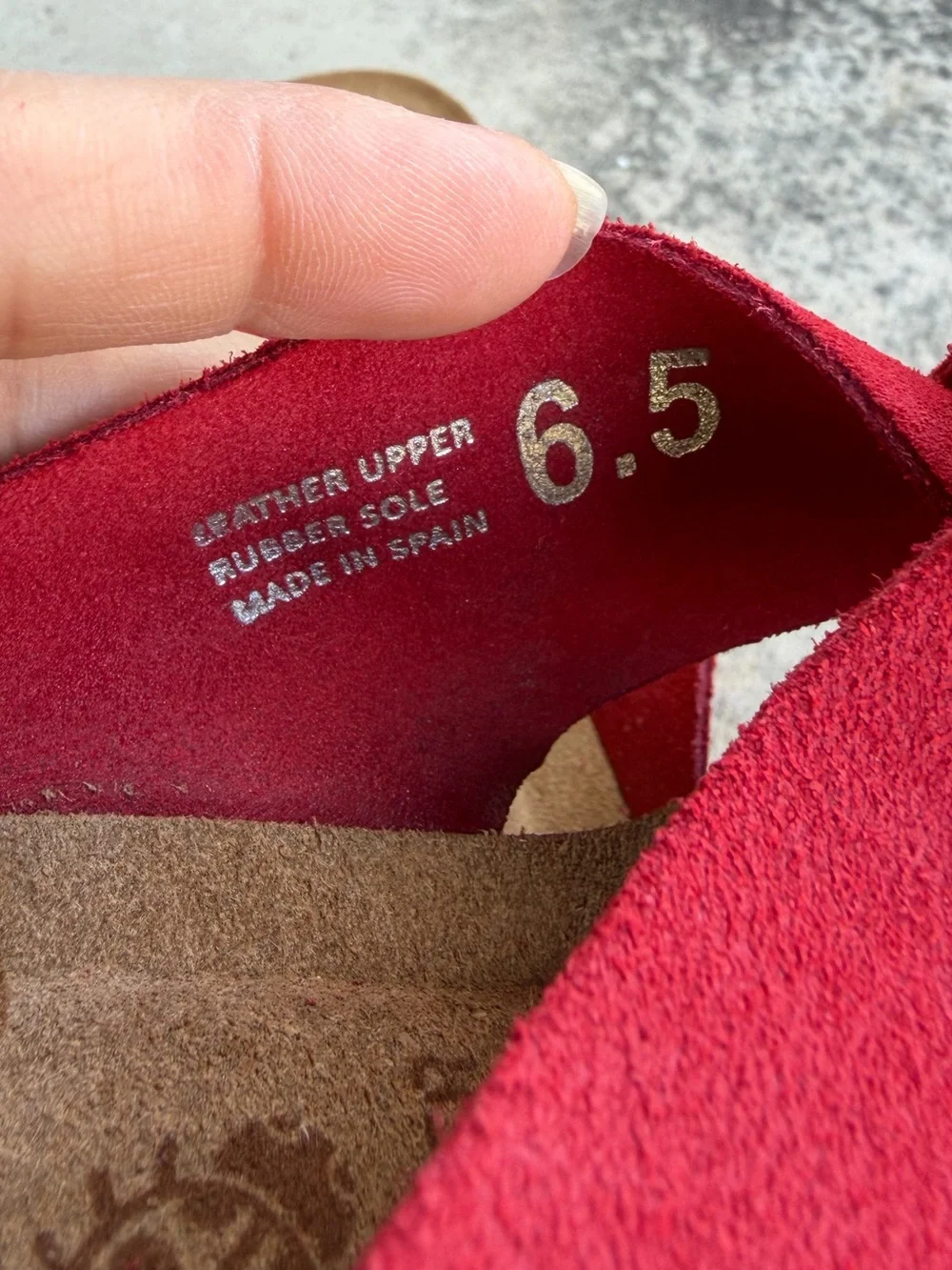 Yokono Red Leather Suede Wedge Slide Sandals Sz-6.5. V